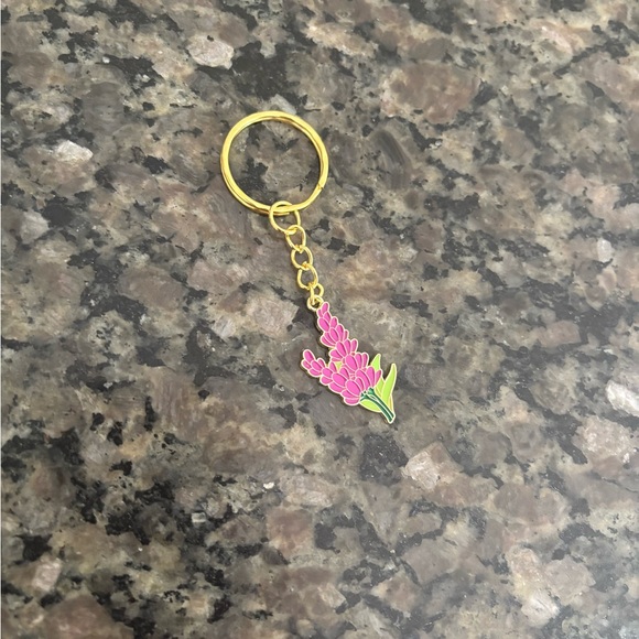 Accessories - 2 inch Pink Floral Enamel Keychain